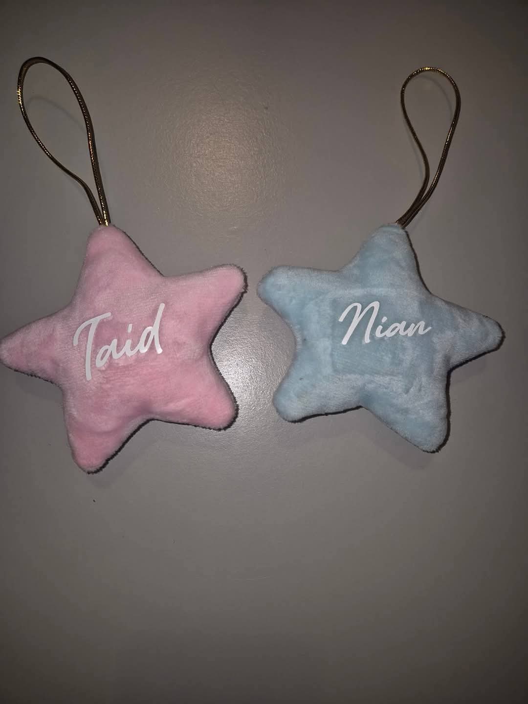 Personalised soft star hanging decor