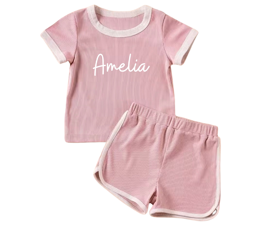 Unisex ribbed short set personalised