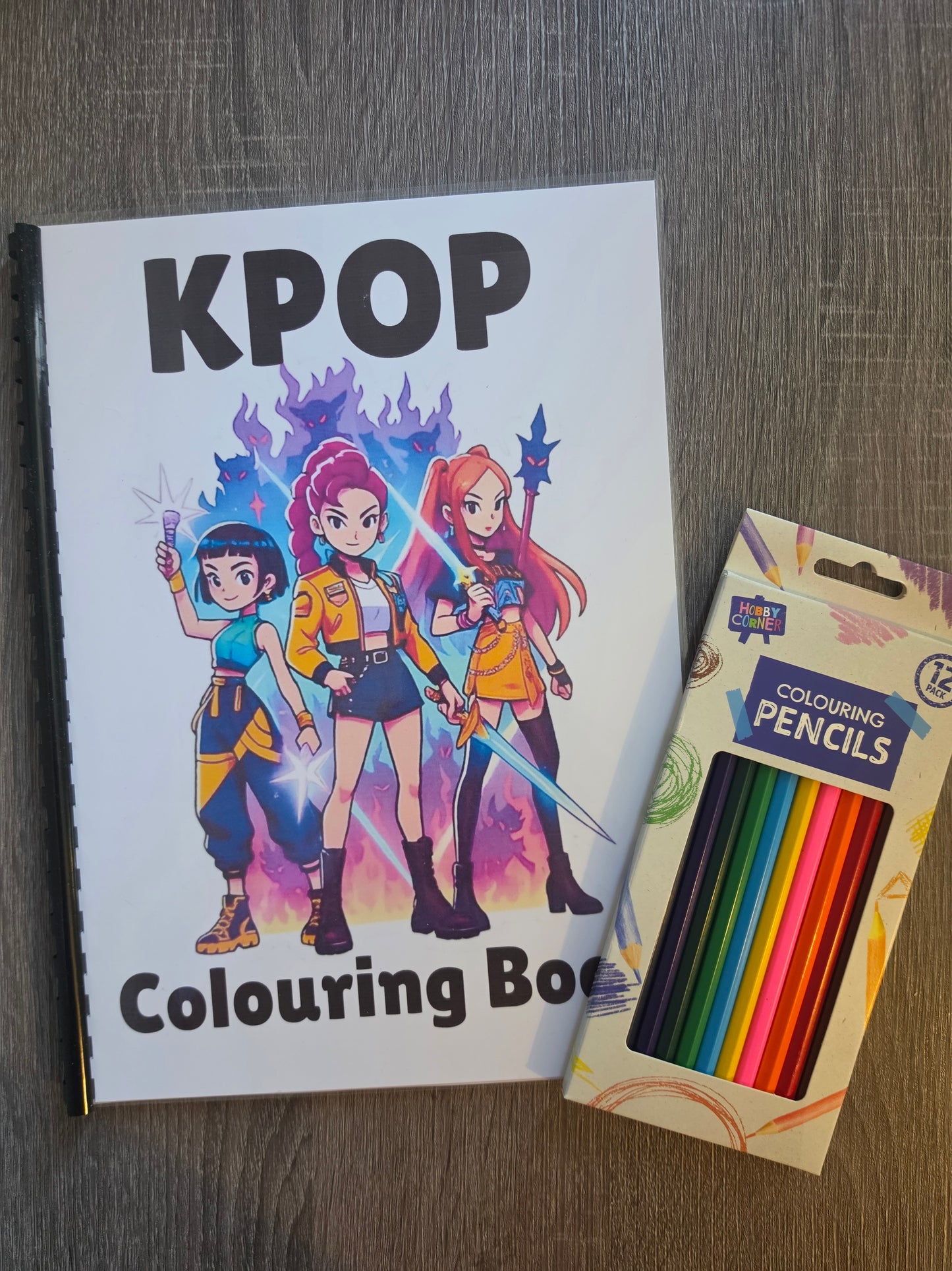 Colouring book and pencil