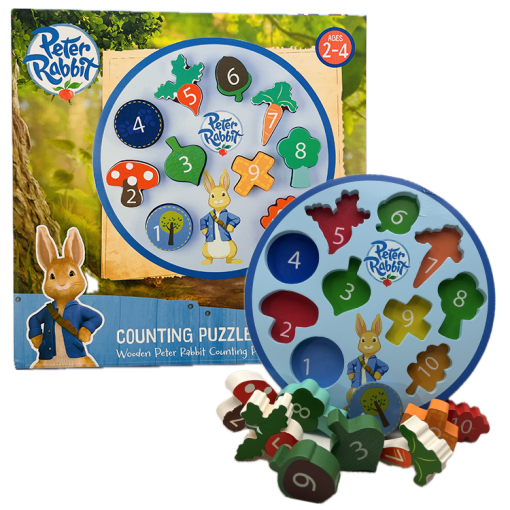 Peter rabbit counting wooden clock