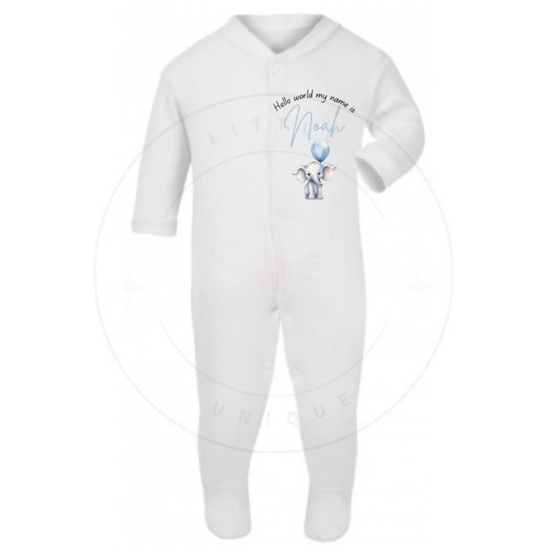 Welcome to the world sleepsuit blue