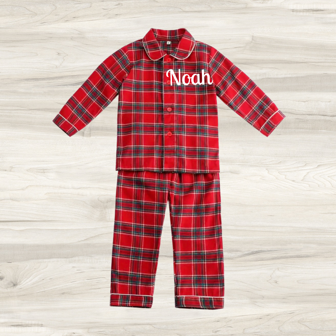 Tartan Christmas pjs personalised