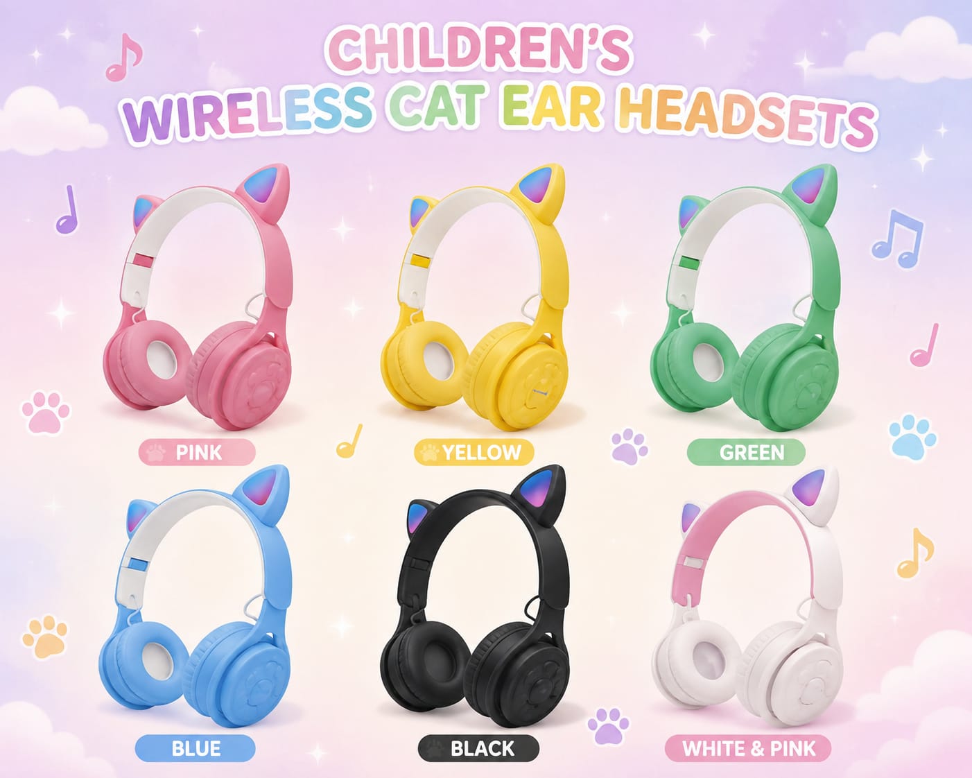Childrens wireless cat ear headphones