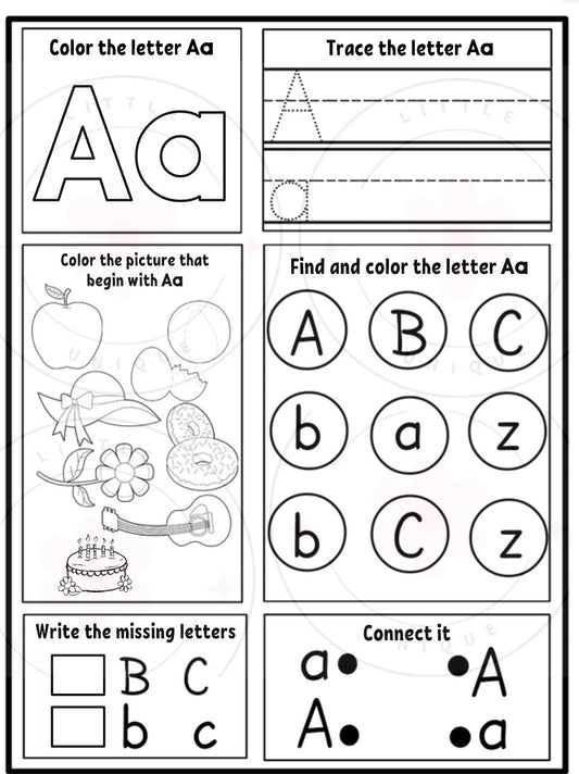 Alphabet activity worksheets 26 letters - digital files