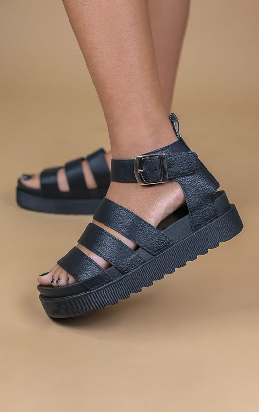 Womans gladiator sandals black