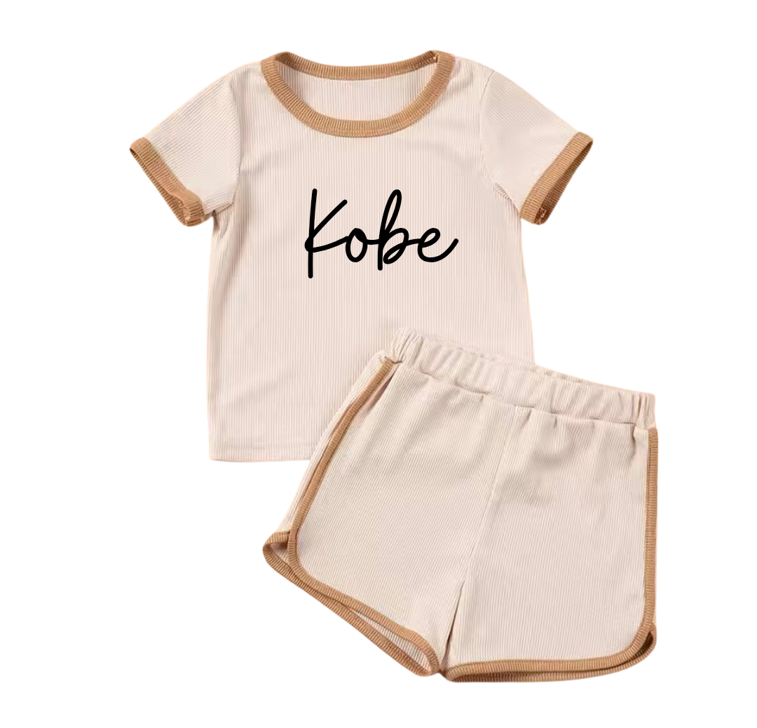 Unisex ribbed short set personalised