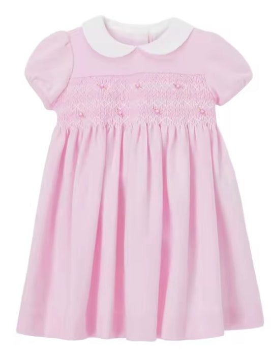 Smocked girls dress pink