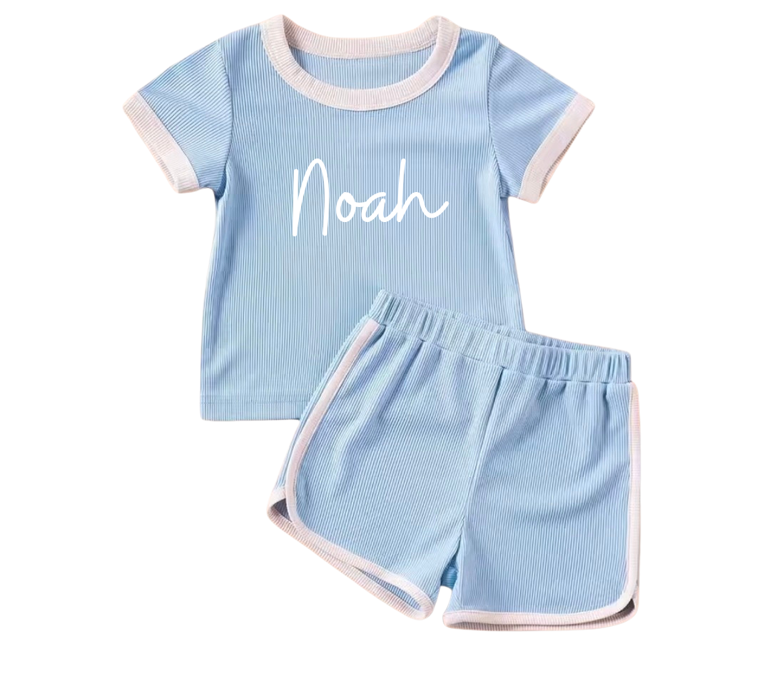 Unisex ribbed short set personalised