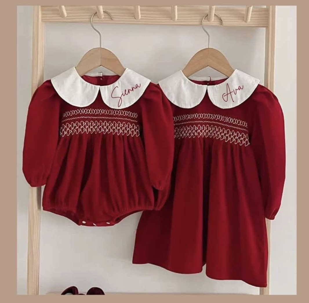 Smocked dress personalised