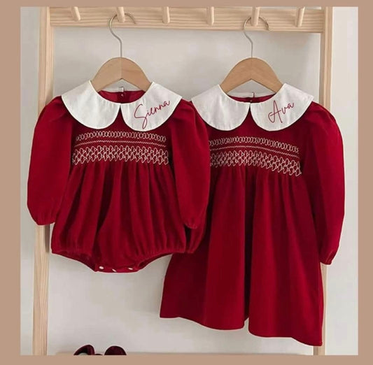 Smocked dress personalised