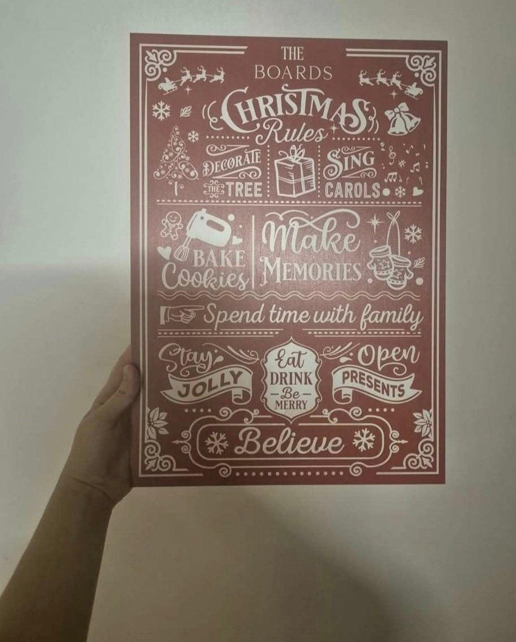 Family Christmas rules board personalised