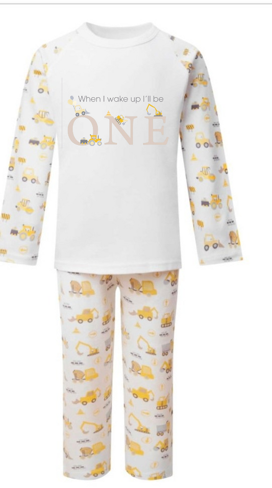 Digger birthday Pjs
