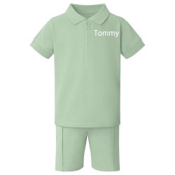 Zip up polo style short set personalised