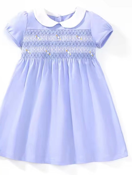 Smocked girls dress blue