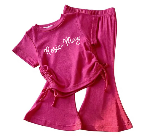 Fushia pink girls two piece personalised