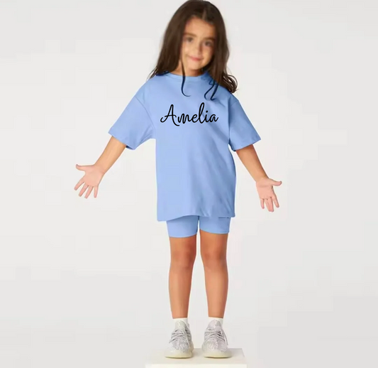 Personalised top and cycling shorts set