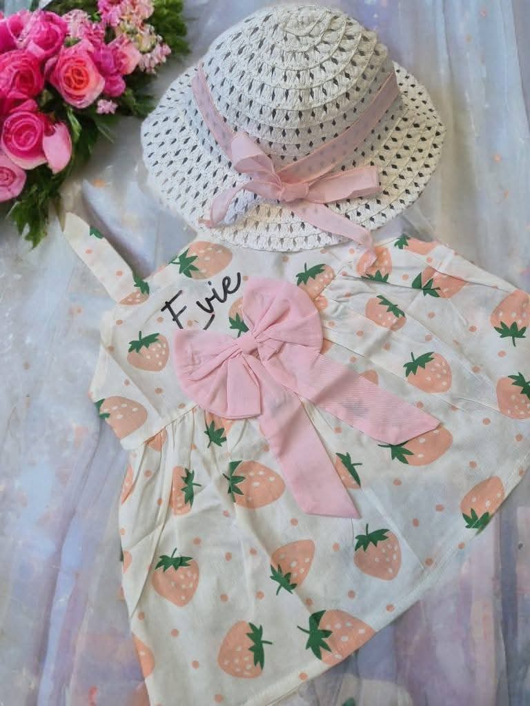 Strawberry dress and hat set personalised