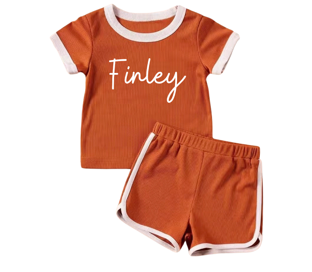 Unisex ribbed short set personalised