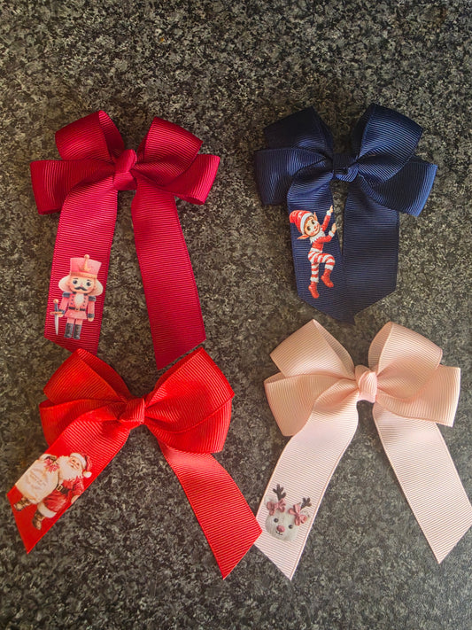 Christmas hair bow bundle personalised