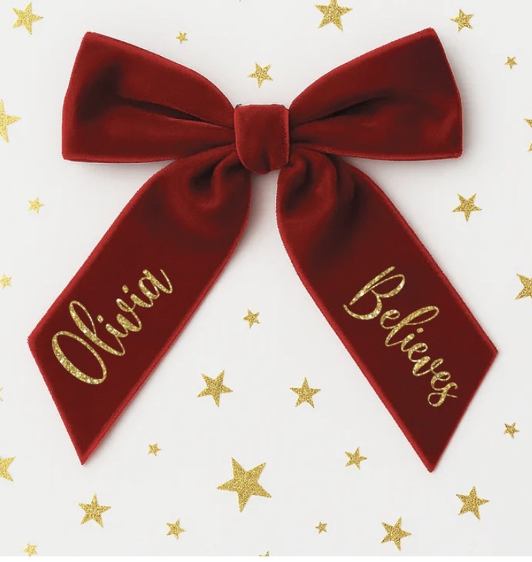 Personalised hair bow believe