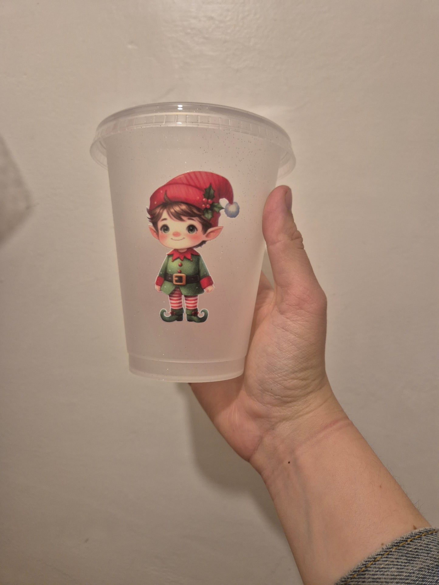 Elf boy personalised cold cup 16oz