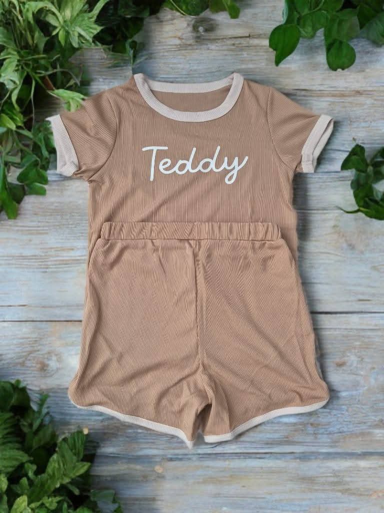 Unisex ribbed short set personalised