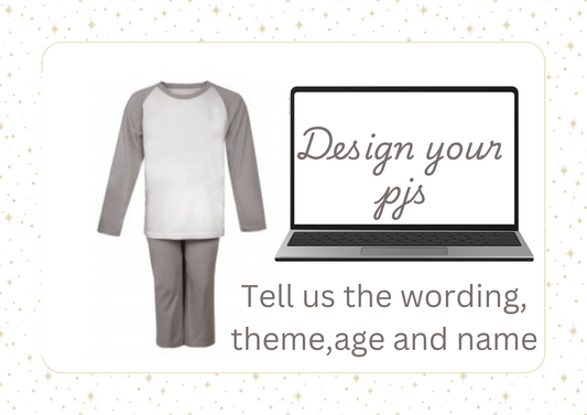PERSONALISED BIRTHDAY PJYAMAS GREY SLEEVES