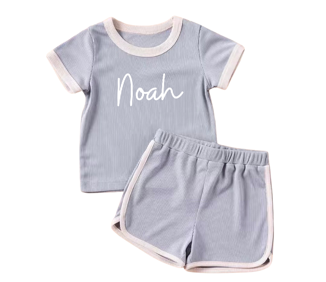 Unisex ribbed short set personalised