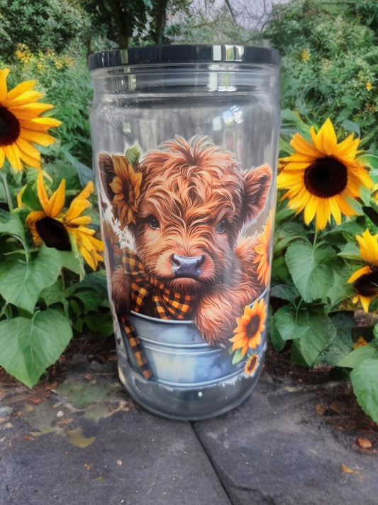 Highland cow plastic tumbler