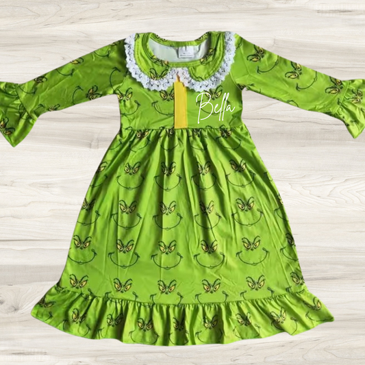 Grinch pj dress personalised