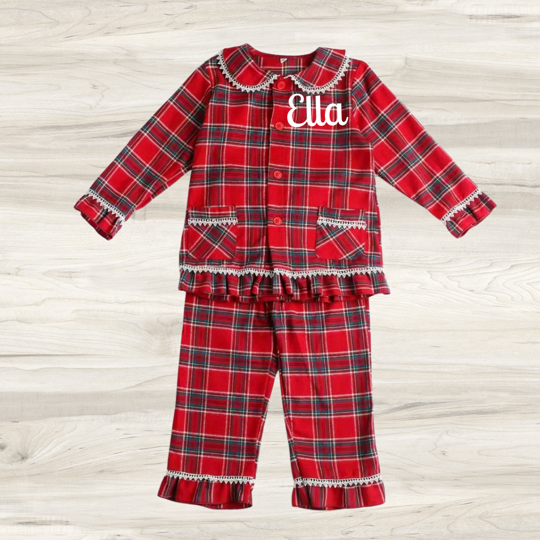 Tartan Christmas pjs personalised