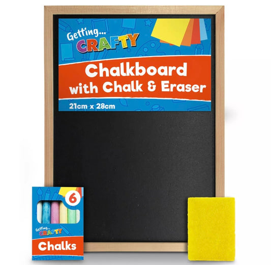 Chalkboard with chalk and eraser set