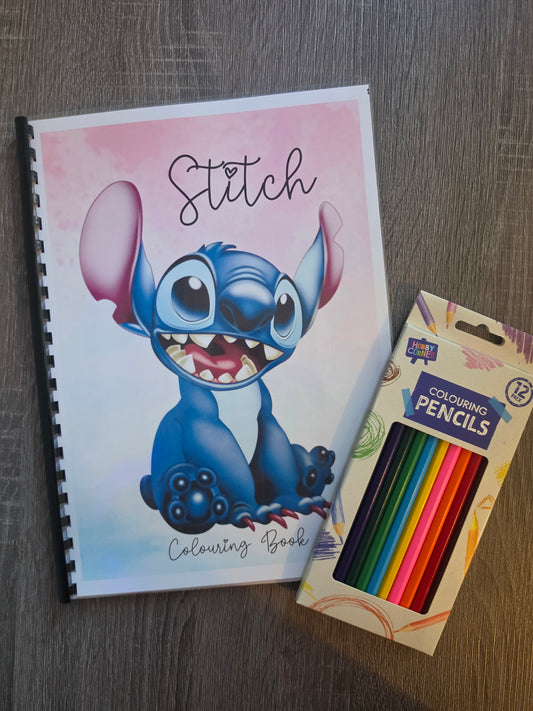 Colouring book and pencils