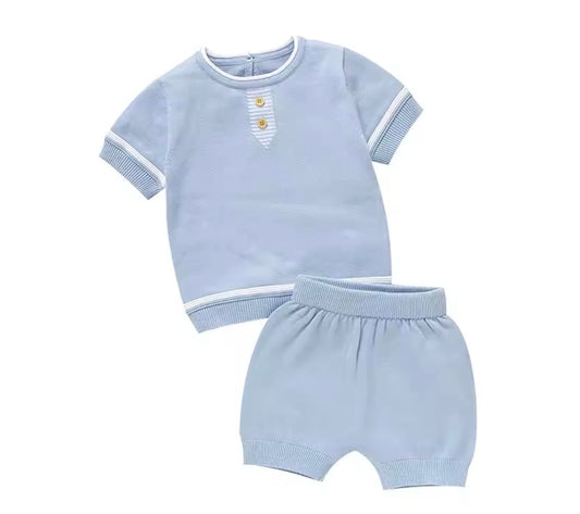 Blue knitted short and top