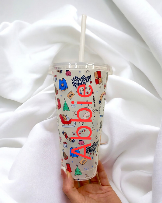 Personalised colour changing christmas cold cup 24oz