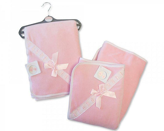 Pink girl bow blanket