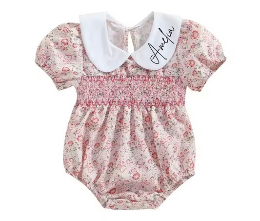Baby smocked outfit personalised