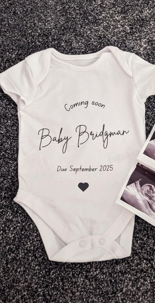 Personalised baby annoucement vest