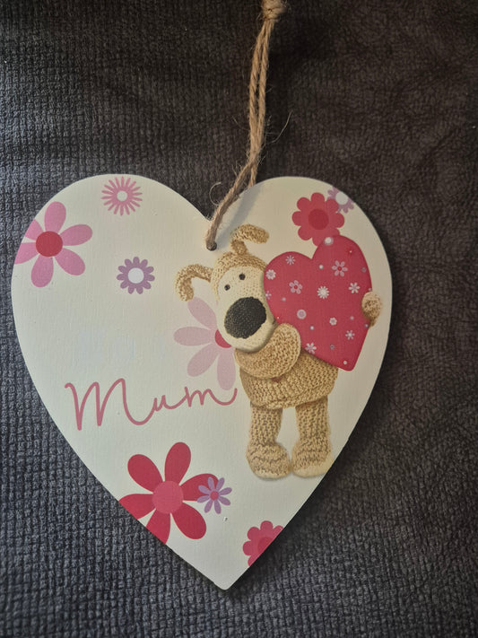 Mum wooden love heart hanging decor