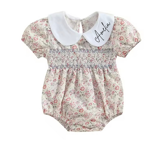 Baby smocked outfit personalised